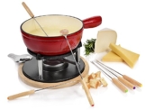 Sänger Käsefondue Set aus Gusseisen 10 teilig | Füllmenge Caquelon 2 L | Emaillierte Innen- und Außenseite für Induktion | Beinhaltet Fonduegabeln, Rechaud, Brenner und Untersetzer - 1